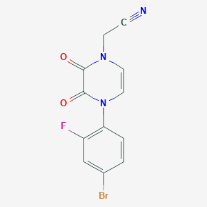 molecular formula C12H7BrFN3O2 B2717273 2-(4-(4-溴-2-氟苯基)-2,3-二氧代-3,4-二氢吡嗪-1(2H)-基)乙腈 CAS No. 1226451-43-9