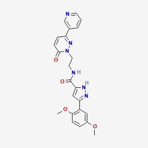 B2717282 3-(2,5-dimethoxyphenyl)-N-(2-(6-oxo-3-(pyridin-3-yl)pyridazin-1(6H)-yl)ethyl)-1H-pyrazole-5-carboxamide CAS No. 1239715-91-3