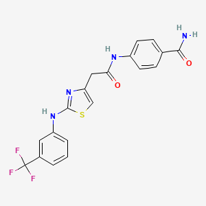 4-(2-(2-((3-(Trifluoromethyl)phenyl)amino)thiazol-4-yl)acetamido)benzamide