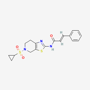 molecular formula C18H19N3O3S2 B2717289 N-(5-(环丙基磺酰)-4,5,6,7-四氢噻唑并[5,4-c]吡啶-2-基)肉桂酰胺 CAS No. 1396892-77-5