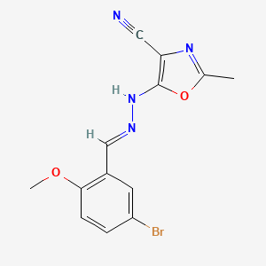 (E)-5-(2-(5-bromo-2-methoxybenzylidene)hydrazinyl)-2-methyloxazole-4-carbonitrile