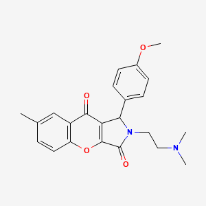 molecular formula C23H24N2O4 B2717296 2-(2-(Dimethylamino)ethyl)-1-(4-methoxyphenyl)-7-methyl-1,2-dihydrochromeno[2,3-c]pyrrole-3,9-dione CAS No. 631887-44-0