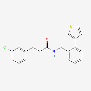 molecular formula C20H18ClNOS B2717302 3-(3-chlorophenyl)-N-(2-(thiophen-3-yl)benzyl)propanamide CAS No. 1797871-34-1