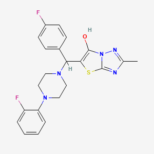 molecular formula C22H21F2N5OS B2717326 5-((4-Fluorophenyl)(4-(2-fluorophenyl)piperazin-1-yl)methyl)-2-methylthiazolo[3,2-b][1,2,4]triazol-6-ol CAS No. 851810-82-7
