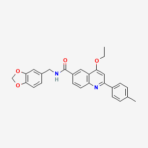 molecular formula C27H24N2O4 B2717343 N-(1,3-benzodioxol-5-ylmethyl)-4-ethoxy-2-(4-methylphenyl)quinoline-6-carboxamide CAS No. 1114834-11-5