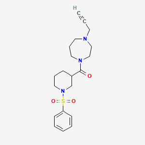 molecular formula C20H27N3O3S B2717344 1-[1-(Benzenesulfonyl)piperidine-3-carbonyl]-4-(prop-2-yn-1-yl)-1,4-diazepane CAS No. 2094389-74-7
