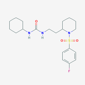 molecular formula C20H30FN3O3S B2717348 1-Cyclohexyl-3-(2-(1-((4-fluorophenyl)sulfonyl)piperidin-2-yl)ethyl)urea CAS No. 898415-18-4