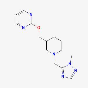 molecular formula C14H20N6O B2717354 2-[[1-[(2-Methyl-1,2,4-triazol-3-yl)methyl]piperidin-3-yl]methoxy]pyrimidine CAS No. 2380069-58-7