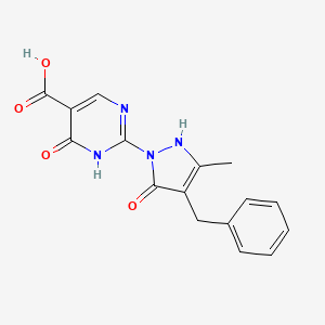 molecular formula C16H14N4O4 B2717363 2-(4-苄基-3-甲基-5-氧代-2,5-二氢-1H-吡唑-1-基)-6-氧代-1,6-二氢-5-嘧啶甲酸 CAS No. 866137-78-2