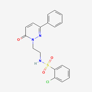 molecular formula C18H16ClN3O3S B2717364 2-chloro-N-(2-(6-oxo-3-phenylpyridazin-1(6H)-yl)ethyl)benzenesulfonamide CAS No. 921878-24-2