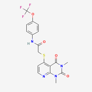 molecular formula C18H15F3N4O4S B2717373 2-((1,3-dimethyl-2,4-dioxo-1,2,3,4-tetrahydropyrido[2,3-d]pyrimidin-5-yl)thio)-N-(4-(trifluoromethoxy)phenyl)acetamide CAS No. 899941-44-7
