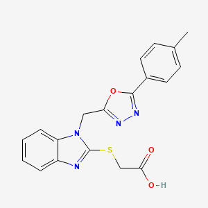 2-((1-((5-(p-tolyl)-1,3,4-oxadiazol-2-yl)methyl)-1H-benzo[d]imidazol-2-yl)thio)acetic acid