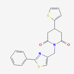 molecular formula C19H16N2O2S2 B2717378 1-((2-Phenylthiazol-4-yl)methyl)-4-(thiophen-2-yl)piperidine-2,6-dione CAS No. 1396747-45-7