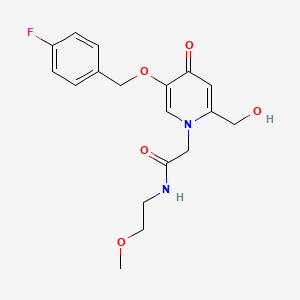 molecular formula C18H21FN2O5 B2717386 2-(5-((4-fluorobenzyl)oxy)-2-(hydroxymethyl)-4-oxopyridin-1(4H)-yl)-N-(2-methoxyethyl)acetamide CAS No. 946380-72-9