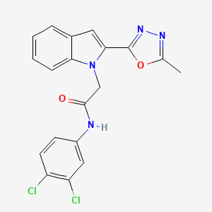 molecular formula C19H14Cl2N4O2 B2717389 N-(3,4-dichlorophenyl)-2-[2-(5-methyl-1,3,4-oxadiazol-2-yl)-1H-indol-1-yl]acetamide CAS No. 923243-58-7