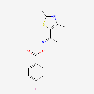 molecular formula C14H13FN2O2S B2717391 5-{[(4-氟苯甲酰)氧基]乙酰亚胺}-2,4-二甲基-1,3-噻唑 CAS No. 477872-41-6