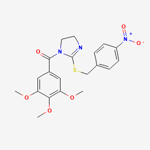 molecular formula C20H21N3O6S B2717395 [2-[(4-Nitrophenyl)methylsulfanyl]-4,5-dihydroimidazol-1-yl]-(3,4,5-trimethoxyphenyl)methanone CAS No. 851802-29-4