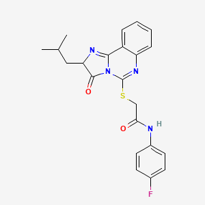 molecular formula C22H21FN4O2S B2717406 N-(4-fluorophenyl)-2-((2-isobutyl-3-oxo-2,3-dihydroimidazo[1,2-c]quinazolin-5-yl)thio)acetamide CAS No. 1053078-21-9