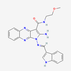 (E)-1-(((1H-indol-3-yl)methylene)amino)-2-amino-N-(2-methoxyethyl)-1H-pyrrolo[2,3-b]quinoxaline-3-carboxamide