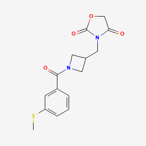 molecular formula C15H16N2O4S B2717413 3-((1-(3-(甲硫基)苯甲酰)氮杂环丁烷-3-基)甲基)噁唑烷-2,4-二酮 CAS No. 2034392-03-3