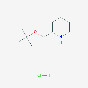 molecular formula C10H22ClNO B2717417 2-[(2-Methylpropan-2-yl)oxymethyl]piperidine;hydrochloride CAS No. 2305252-61-1