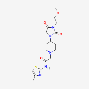 molecular formula C17H25N5O4S B2717422 2-(4-(3-(2-甲氧基乙基)-2,4-二氧代咪唑啉-1-基)哌啶-1-基)-N-(4-甲基噻唑-2-基)乙酰胺 CAS No. 2034292-36-7