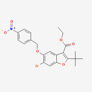 molecular formula C22H22BrNO6 B2717424 Ethyl 6-bromo-2-tert-butyl-5-[(4-nitrophenyl)methoxy]-1-benzofuran-3-carboxylate CAS No. 384352-14-1