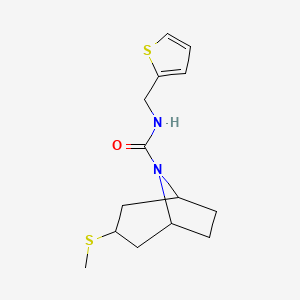 molecular formula C14H20N2OS2 B2717434 (1R,5S)-3-(methylthio)-N-(thiophen-2-ylmethyl)-8-azabicyclo[3.2.1]octane-8-carboxamide CAS No. 1705310-36-6