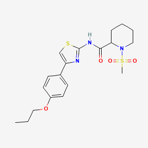 molecular formula C19H25N3O4S2 B2717437 1-(methylsulfonyl)-N-(4-(4-propoxyphenyl)thiazol-2-yl)piperidine-2-carboxamide CAS No. 1214113-80-0