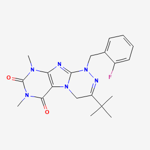 molecular formula C20H23FN6O2 B2717439 3-(叔丁基)-1-(2-氟苯甲基)-7,9-二甲基-7,9-二氢-[1,2,4]三唑并[3,4-f]嘧啶-6,8(1H,4H)-二酮 CAS No. 898410-04-3