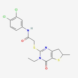 molecular formula C17H17Cl2N3O2S2 B2717446 N-(3,4-dichlorophenyl)-2-({3-ethyl-6-methyl-4-oxo-3H,4H,6H,7H-thieno[3,2-d]pyrimidin-2-yl}sulfanyl)acetamide CAS No. 851409-77-3