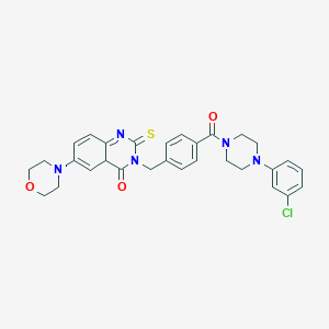 3-({4-[4-(3-Chlorophenyl)piperazine-1-carbonyl]phenyl}methyl)-6-(morpholin-4-yl)-2-sulfanylidene-1,2,3,4-tetrahydroquinazolin-4-one