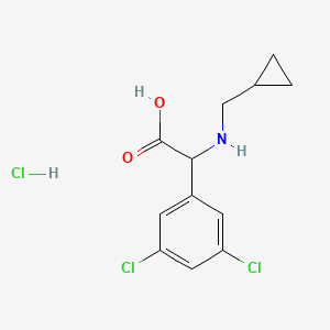 molecular formula C12H14Cl3NO2 B2717455 2-[(Cyclopropylmethyl)amino]-2-(3,5-dichlorophenyl)acetic acid hydrochloride CAS No. 1423025-21-1