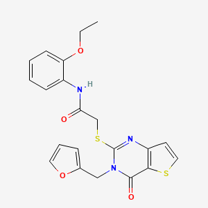 molecular formula C21H19N3O4S2 B2717469 N-(2-ethoxyphenyl)-2-{[3-(furan-2-ylmethyl)-4-oxo-3,4-dihydrothieno[3,2-d]pyrimidin-2-yl]sulfanyl}acetamide CAS No. 1326884-20-1