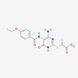 2-((4-Amino-5-(4-ethoxybenzamido)-6-oxo-1,6-dihydropyrimidin-2-yl)thio)propanoic acid