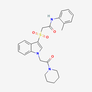 2-((1-(2-oxo-2-(piperidin-1-yl)ethyl)-1H-indol-3-yl)sulfonyl)-N-(o-tolyl)acetamide