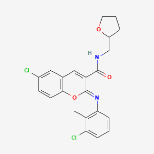 (2Z)-6-chloro-2-[(3-chloro-2-methylphenyl)imino]-N-(tetrahydrofuran-2-ylmethyl)-2H-chromene-3-carboxamide