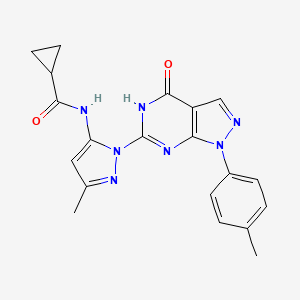 N-(3-methyl-1-(4-oxo-1-(p-tolyl)-4,5-dihydro-1H-pyrazolo[3,4-d]pyrimidin-6-yl)-1H-pyrazol-5-yl)cyclopropanecarboxamide