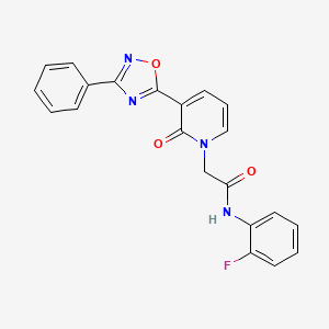 molecular formula C21H15FN4O3 B2717500 N-(2-fluorophenyl)-2-[2-oxo-3-(3-phenyl-1,2,4-oxadiazol-5-yl)pyridin-1(2H)-yl]acetamide CAS No. 1105249-64-6