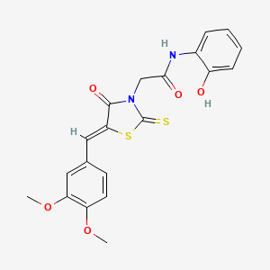 2-[(5Z)-5-[(3,4-dimethoxyphenyl)methylidene]-4-oxo-2-sulfanylidene-1,3-thiazolidin-3-yl]-N-(2-hydroxyphenyl)acetamide