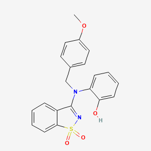 2-[(1,1-Dioxido-1,2-benzothiazol-3-yl)(4-methoxybenzyl)amino]phenol