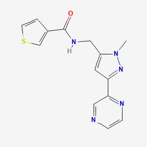 N-((1-methyl-3-(pyrazin-2-yl)-1H-pyrazol-5-yl)methyl)thiophene-3-carboxamide