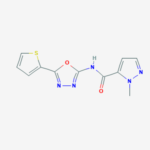 molecular formula C11H9N5O2S B2717543 1-methyl-N-(5-(thiophen-2-yl)-1,3,4-oxadiazol-2-yl)-1H-pyrazole-5-carboxamide CAS No. 1171431-15-4