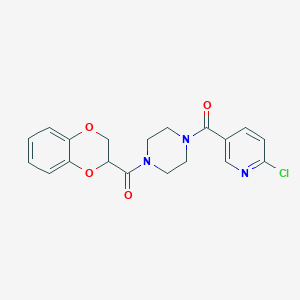 molecular formula C19H18ClN3O4 B2717546 1-(6-Chloropyridine-3-carbonyl)-4-(2,3-dihydro-1,4-benzodioxine-2-carbonyl)piperazine CAS No. 1090640-75-7