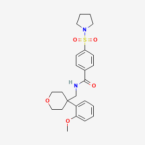 N-((4-(2-methoxyphenyl)tetrahydro-2H-pyran-4-yl)methyl)-4-(pyrrolidin-1-ylsulfonyl)benzamide