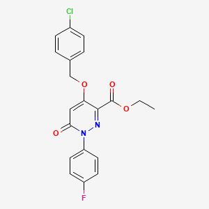molecular formula C20H16ClFN2O4 B2717554 Ethyl 4-((4-chlorobenzyl)oxy)-1-(4-fluorophenyl)-6-oxo-1,6-dihydropyridazine-3-carboxylate CAS No. 899733-62-1