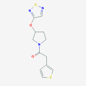 molecular formula C12H13N3O2S2 B2717584 1-[3-(1,2,5-噻二唑-3-基氧基)吡咯啶-1-基]-2-(噻吩-3-基)乙酮 CAS No. 2097888-44-1