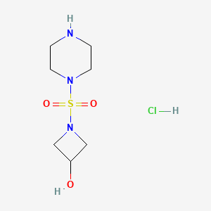 molecular formula C7H16ClN3O3S B2717585 1-(Piperazin-1-ylsulfonyl)azetidin-3-ol hydrochloride CAS No. 2241131-17-7