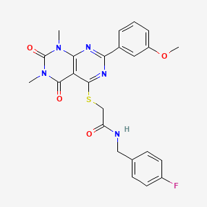 molecular formula C24H22FN5O4S B2717587 N-(4-fluorobenzyl)-2-((2-(3-methoxyphenyl)-6,8-dimethyl-5,7-dioxo-5,6,7,8-tetrahydropyrimido[4,5-d]pyrimidin-4-yl)thio)acetamide CAS No. 893920-76-8