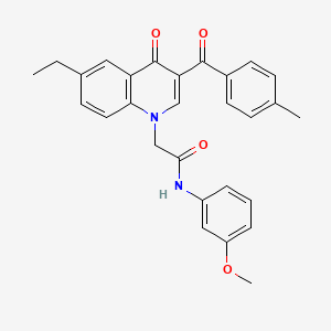 molecular formula C28H26N2O4 B2717588 2-(6-ethyl-3-(4-methylbenzoyl)-4-oxoquinolin-1(4H)-yl)-N-(3-methoxyphenyl)acetamide CAS No. 897759-30-7